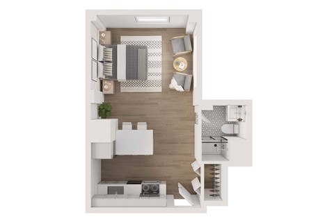 Studio  Sunset/City View (C) at The Nest at Lincoln Park West, Chicago, 60614